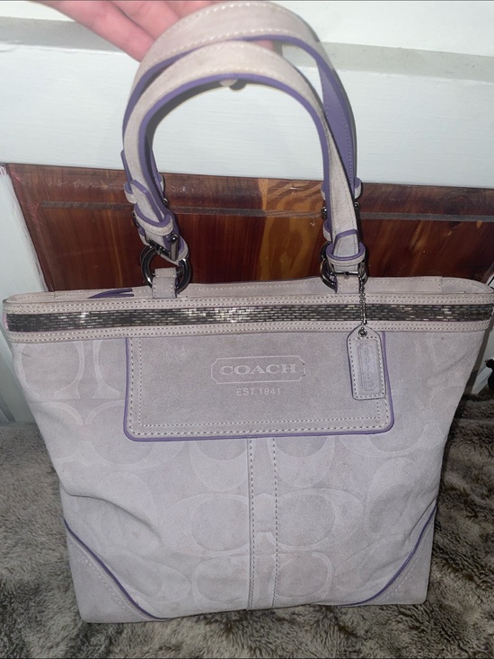 Coach Handbags - Vintage Coach Signature Suede Beaded Tote